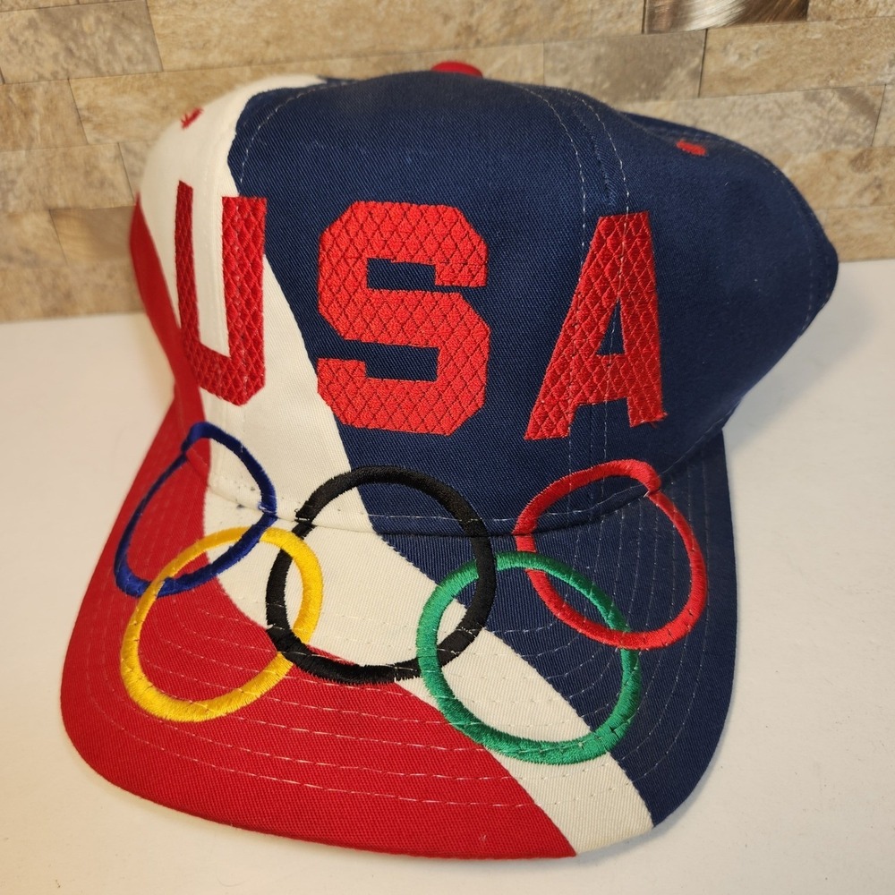 Vintage Starter USA Olympic Games Snapback Hat Red White Blue Embroidered Cap